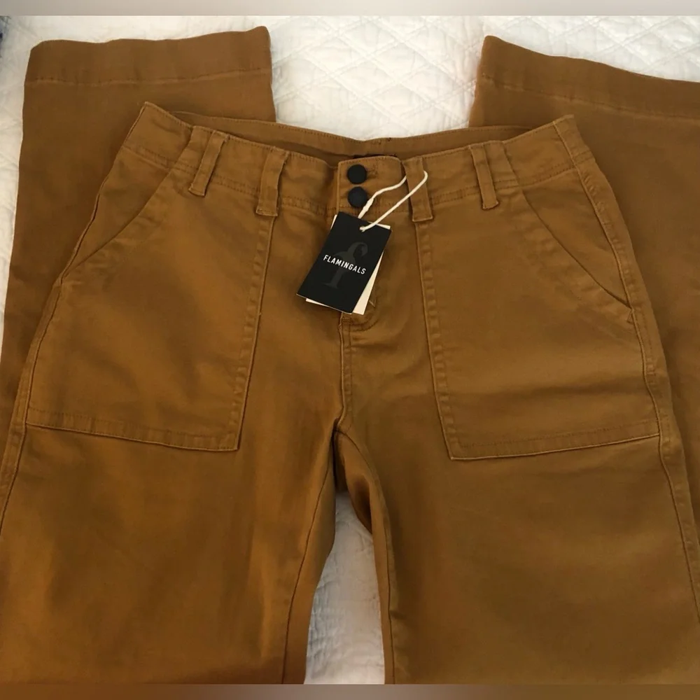 Women's Flamingals Caramel Colored Boot Cut Pants NWT - Picture 3 of 7